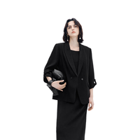  eifini/伊芙丽 醋酸高级感 女士西装外套 黑色 S