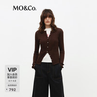 MO&Co. 弹力坑条纹收腰显瘦 女士针织开衫