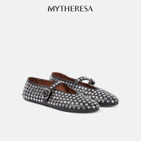 ALAÏA/阿瑟丁·阿拉亚 缀饰皮革 女士芭蕾舞平底鞋