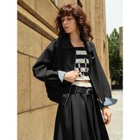 ELLE 女式短外套 秋季款智性通勤风针织拼接夹克