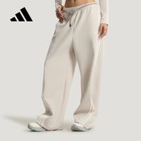 adidas 三条纹舞动系列运动休闲裤香蕉裤直筒裤女细闪针织长裤健身阔腿裤