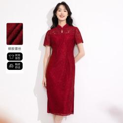 黛玛诗 女士蕾丝旗袍连衣裙 婚宴礼服