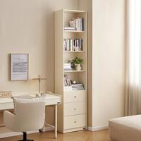 全友 组合书柜奶油风满墙书柜开放柜书房客厅玻璃门柜抽屉柜沙发背景柜