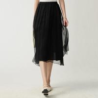 鹿王 5.5mm真丝绡100%桑蚕丝】春夏纯色优雅气质半截裙女