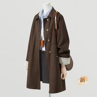 她池 春装新女士复古中长款休闲外套