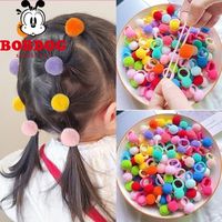 巴布豆 彩色糖果毛球发绳超萌橡皮筋新款儿童可爱发圈高弹头饰小球