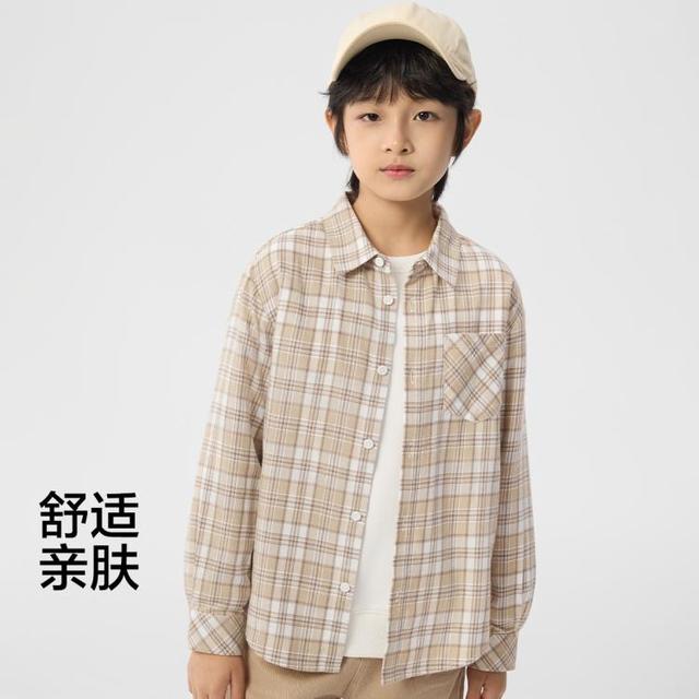 巴拉巴拉 简约内搭中大童儿童衬衫男童女童长袖格子衬衣春秋装休闲亲子款