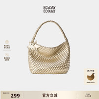 ECODAY 织托特包大容量通勤手提单肩包女包闺蜜 香槟色（中号）