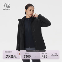 KOLON SPORT 冲锋衣2级防泼水防风女士中长款软壳三合一夹克 LKJK5WNT14-BK 黑色