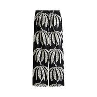  H&M 抽绳设计 女士休闲裤 黑色/棕榈树 S 160/72