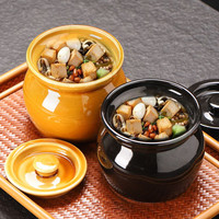 瓦罐煨汤沙县小吃老式炖罐家用炖盅陶瓷带盖隔水一人蒸盅煲汤X