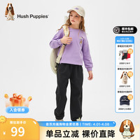 暇步士 童装儿童2024春秋款女童薄款运动针织长裤舒适柔软时尚休闲 钻石黑 105cm