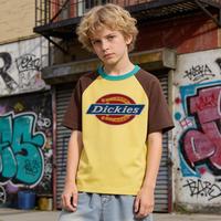 Dickies 男童t恤短袖夏季儿童半袖上衣印花透气女孩中大童插肩T恤潮