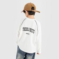 多多家 男童T恤春季打底美式三针五线印花长袖户外运动儿童纯棉透气上衣