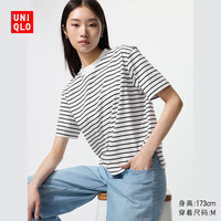 优衣库 女装 AIRism 棉混纺条纹T恤 480054
