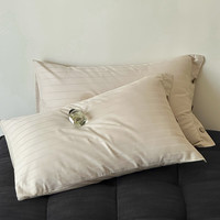 贡缎单人枕芯套宽条枕套两只