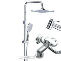 移动端、京东百亿补贴：京东京造 全套家用多功能淋浴花洒套装 全铜主体 带下水龙头-巨幕顶喷 银色增压款