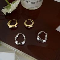 半日逅屿 扭曲波纹ins风耳扣小众清冷耳环时尚女孩925银针气质新款 金色一对 925银针