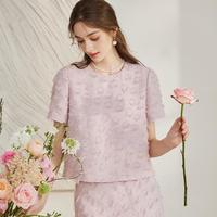 Roey s house 罗衣魔衣夏装欧若风温柔粉色流苏时尚高级女衬衣通勤上衣