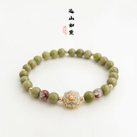 花饰庄园 牛油果阿拉善森系清新甜美春季原创珐琅滴釉彩绘手链手饰女 5415牛油果阿拉善手链