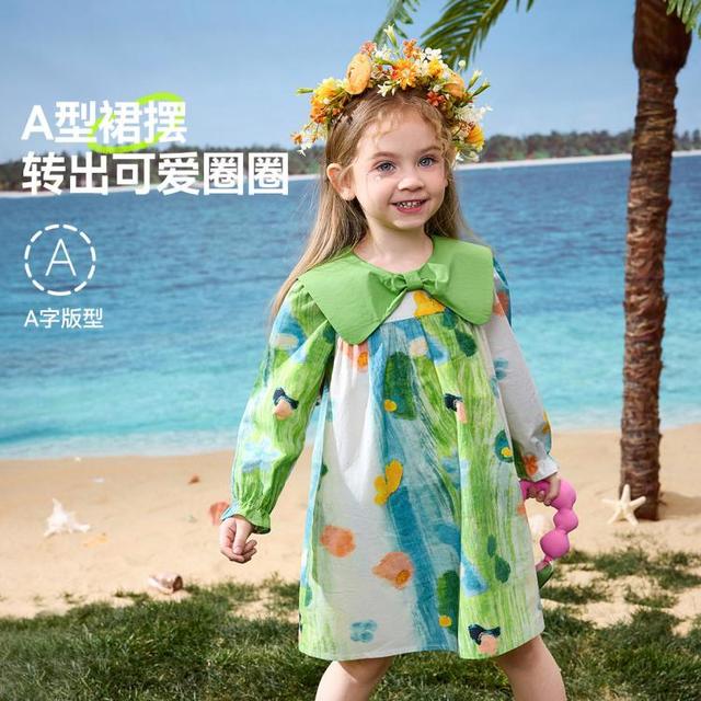 ASK junior 长袖连衣裙女童度假公主裙