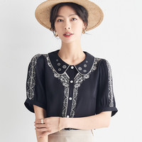 PALUOPO/帕罗 桑蚕丝 女士真丝衬衫 M (160/84A) 黑色