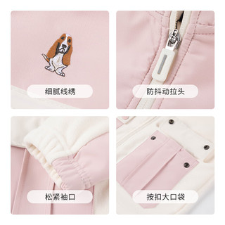  Hush Puppies/暇步士 简约时尚拼色 儿童针织外套 暗草绿 140