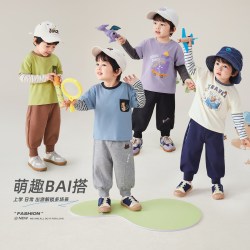 jellybaby 假两件条纹 儿童长袖T恤