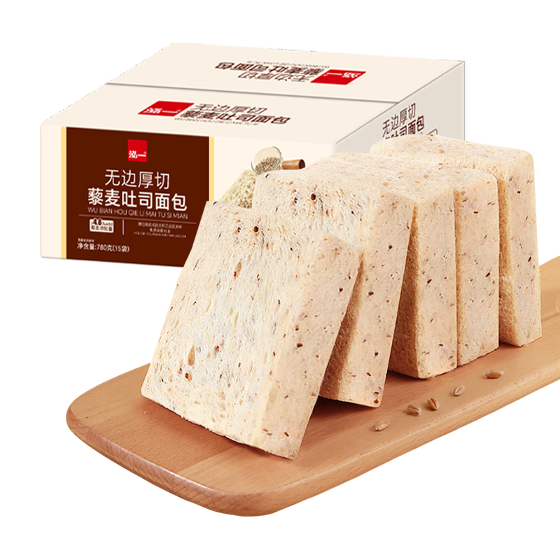  泓一 营养粗粮代餐 藜麦厚切吐司 【绵韧轻负担】藜麦无边厚切420g