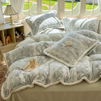 Krupp Corp A类加厚保暖牛奶绒雕花四件套 3.75kg 200*230cm