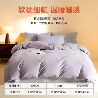 OBXO 纯棉磨毛100支 被套 150*200cm 紫+灰