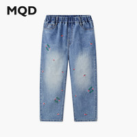 MQD/马骑顿 时尚烫钻绣花 女童牛仔裤