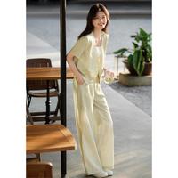 XWI 欣未 春肌理炒色短袖西服长裤套装