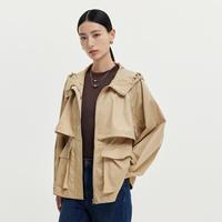 迪赛尼斯 秋季通勤休闲宽松百搭气质连帽风衣外套女