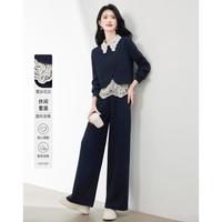 似水年华 26春设计感休闲套装蕾丝花边拼接上衣+阔腿裤显瘦两件套
