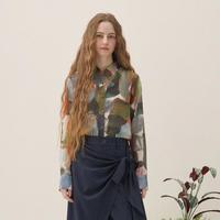 谜底 花色衬衫长袖复古风印花纯棉衬衣女265MC5030