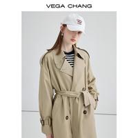 VEGA CHANG 风衣女中长款春秋高级感大衣小个子英伦风外套宽松时髦休闲腰带
