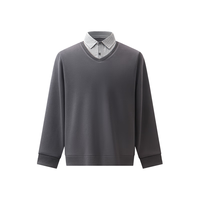  Hodo Men/红豆男装 弹力耐磨 男士假两件毛衣 雅灰S3 3XL 190/104A 85-90公斤