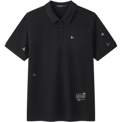 gxgjeans 多色满身刺绣 男士Polo衫 L 黑色
