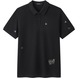 gxgjeans 多色满身刺绣 男士Polo衫 L 黑色