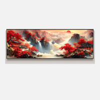  AIFENGGE/艾风格 新中式 山水画挂画+铝合金金框 80*180(亮面+铝合金金框)