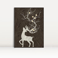 福鹿梅花鹿肌理壁挂画