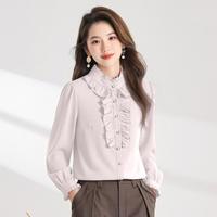 Sanpowa 2026春季气质雪纺衬衣女士透气百搭通勤长袖衬衫