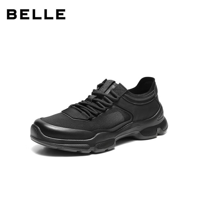 百丽 超值经典厚底增高抓纹牛皮健步鞋A2215CM5（网布透气款）