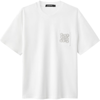 gxgjeans 26夏新品 美式凉感立体绣花通勤简约圆领短袖T恤 白色