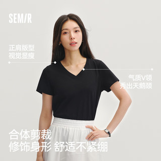  Semir/森马 凉感 女士T恤 黑色90001 XL