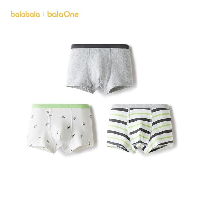 巴拉巴拉 100%纯棉裆底7A抗菌三条装儿童内裤男童四角裤宝宝平角裤