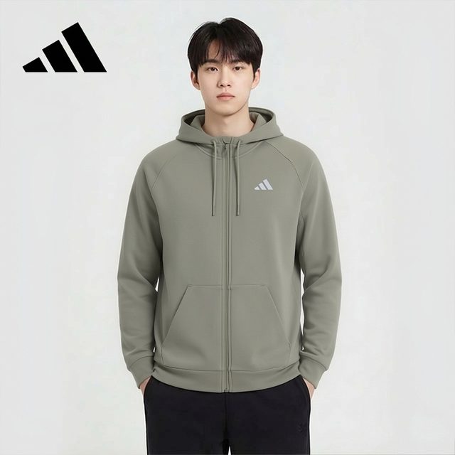 阿迪达斯 休闲运动 男士针织连帽夹克 IW8395 L