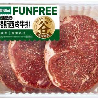 沣瑞食品 安格斯谷饲西冷牛排6片装 450g*2盒