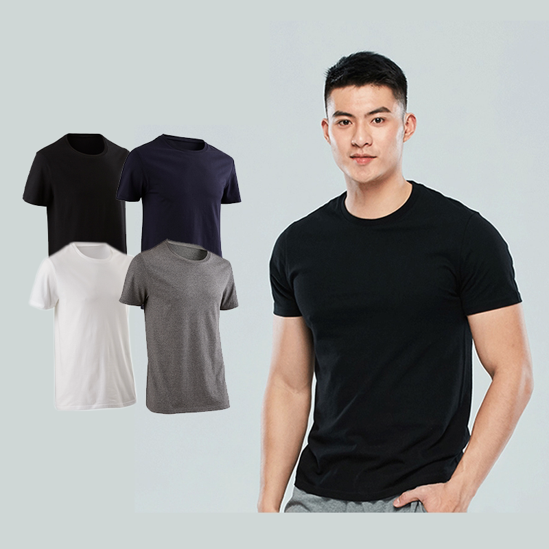  DECATHLON/迪卡侬 透气 男士短袖T恤 M 黑白灰蓝4色